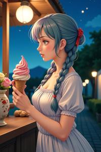 anime style masterpiece,best quality , Longer Braids periwinkle hair, autumn