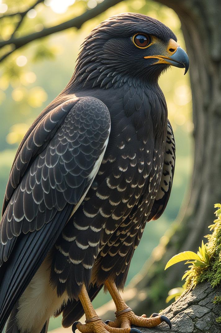 Anime style s Peregrine Falcon from Harry Potter universe, Over Left Eye sepia hair, summer, full body shot