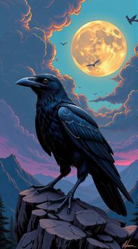 sci fi, digital art, Palauan Celestial realm, robotic Raven