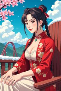 anime style masterpiece,best quality , Cornrows pear hair, spring