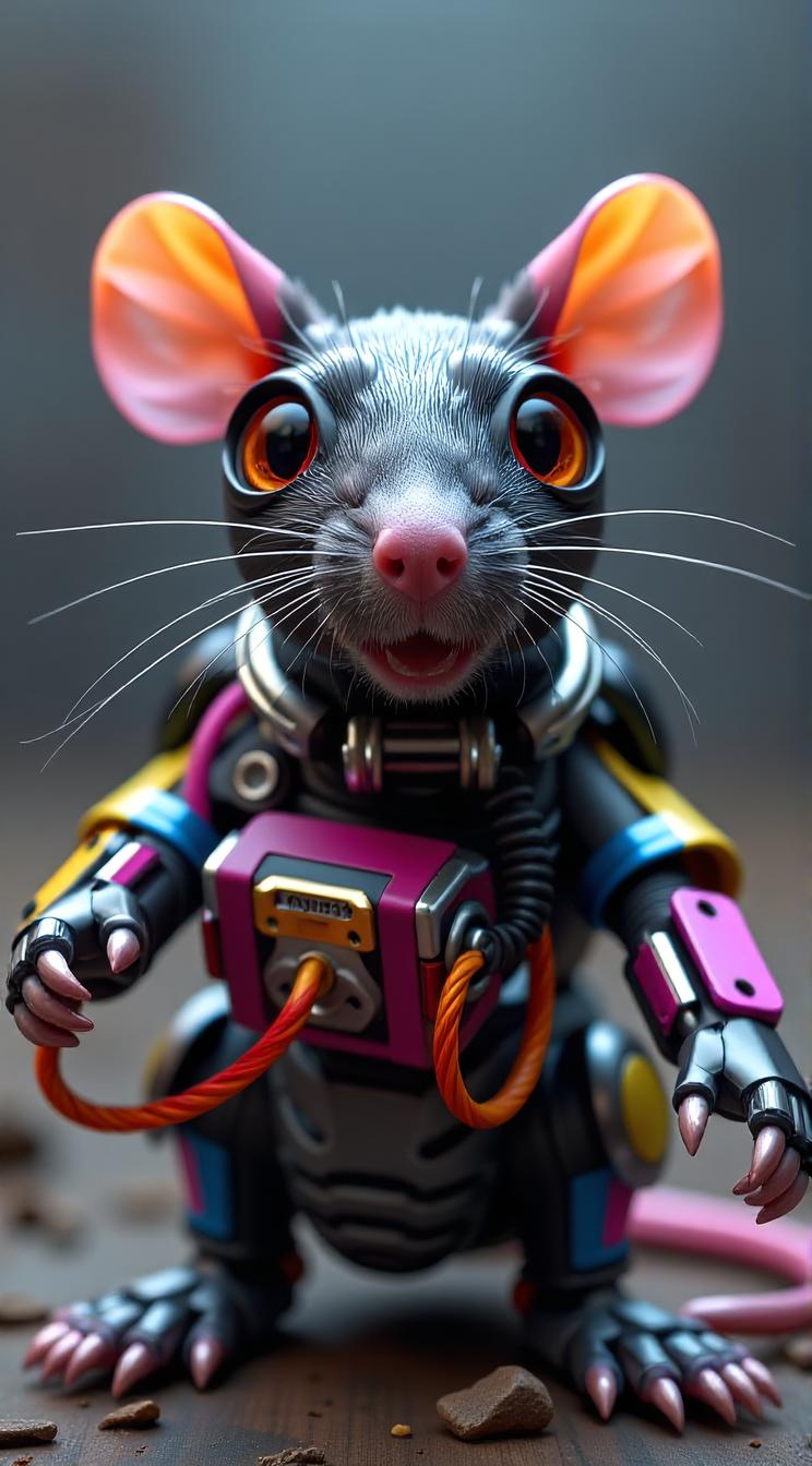sci fi, designed by John Blanche, digital art, robotic Rat