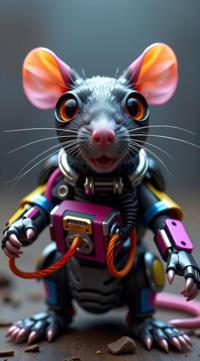 sci fi, designed by John Blanche, digital art, robotic Rat