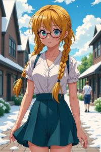 anime style masterpiece,best quality , Longer Braids corn hair, summer