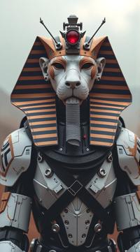 sci fi, art by Martin Whatson, digital art, robotic Sphinx