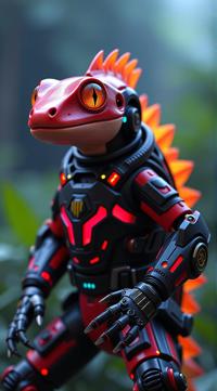 sci fi, digital art, robotic Salamander, it is wearing Micronesian cybernetics