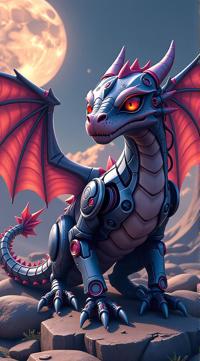 sci fi, art by Bonnie Zacherle, digital art, robotic Dragon