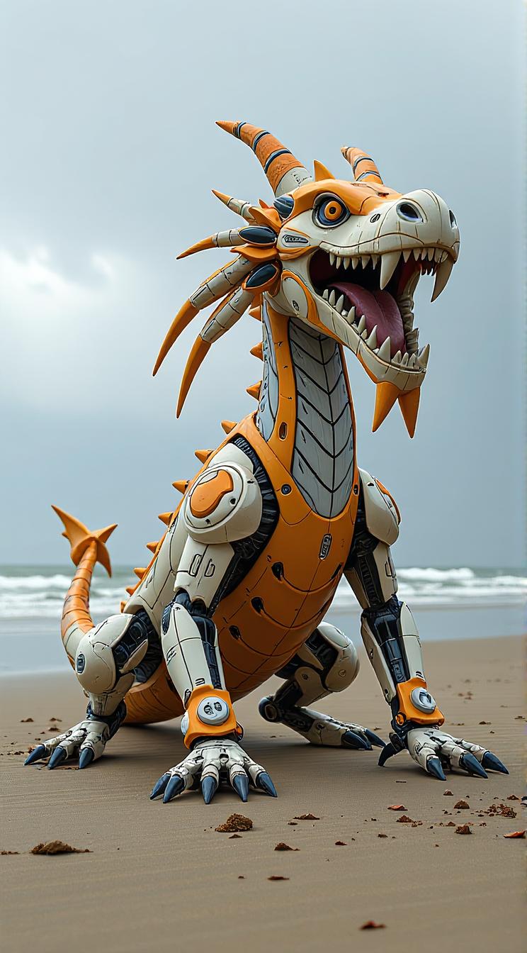 sci fi, art by Jason A Engle and Paolo Soleri, digital art, robotic Plastic dragon
