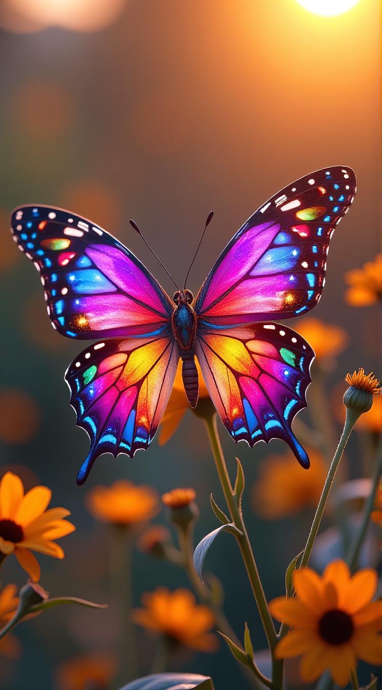sci fi, digital art, robotic Butterfly, wearing cybernetics