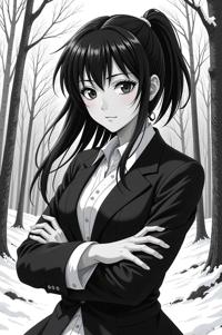 anime style masterpiece,best quality , Grungey caput mortuum hair, winter