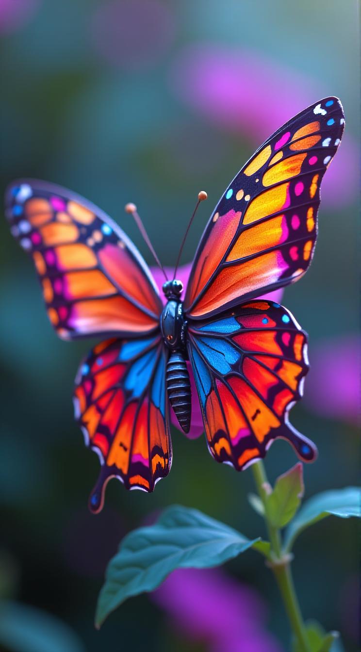 sci fi, digital art, robotic Butterfly, wearing cybernetics