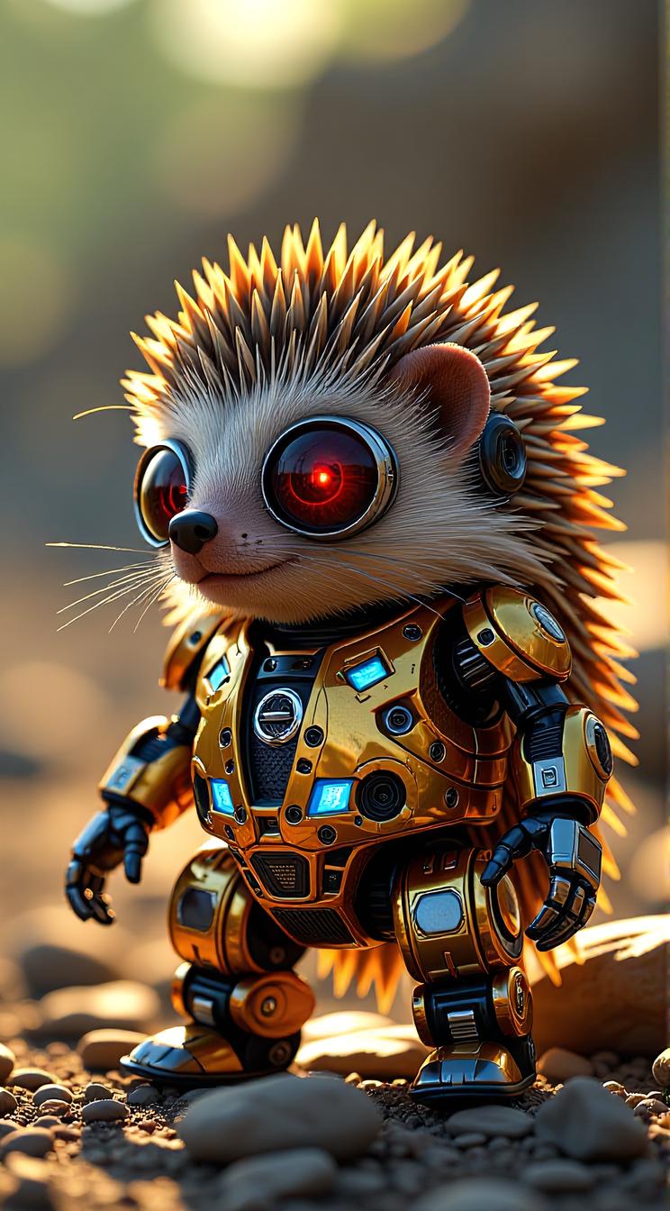 sci fi, art by David B Mattingly, digital art, robotic Hedgehog