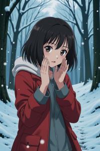 anime style masterpiece,best quality , Mullet gamboge hair, winter
