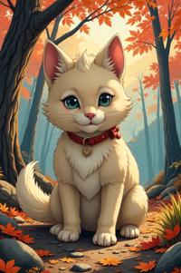 Anime style s Animals that start with L from Fallout universe, Greased Back puce hair, autumn, ground level shot