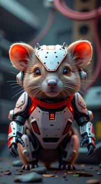 sci fi, digital art, hyper detailed, Portrait of a robotic Wombat