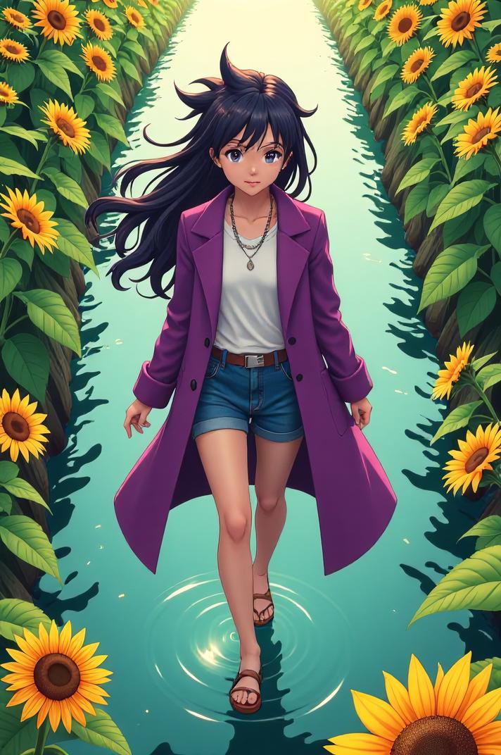 anime style masterpiece,best quality , Spike razzmatazz hair, summer