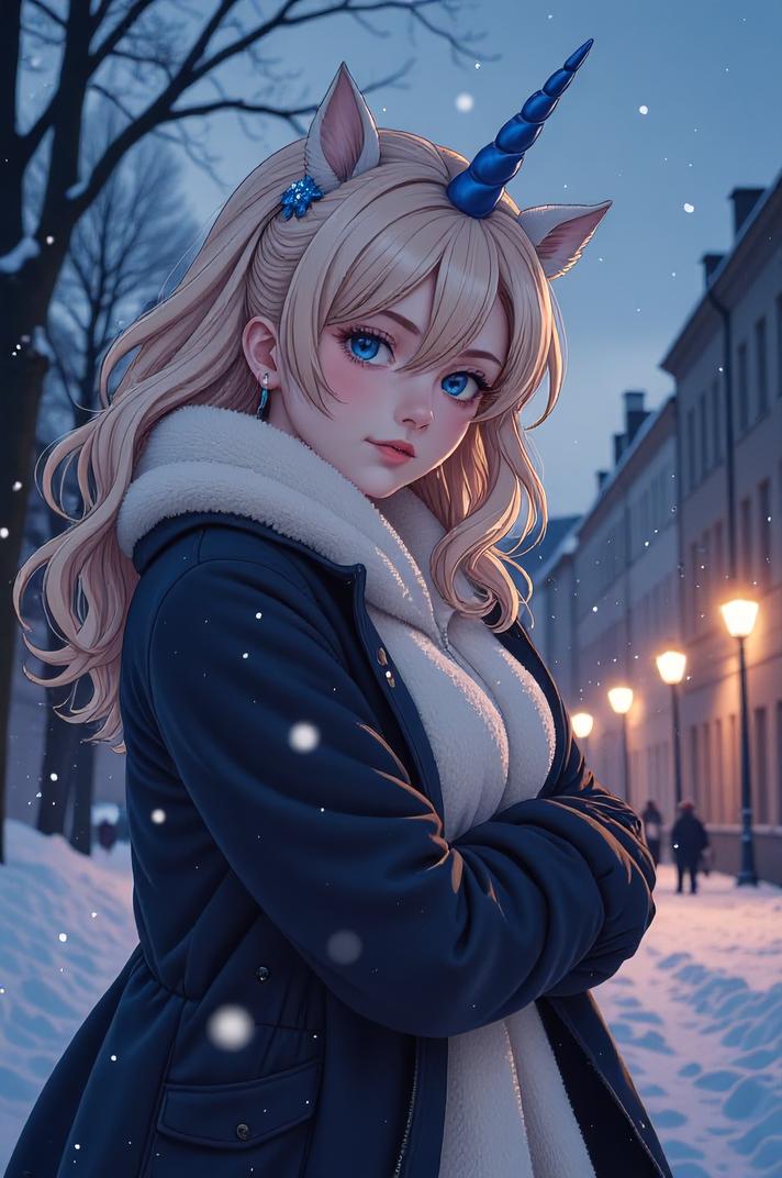 anime style masterpiece,best quality , Buffont thistle hair, winter