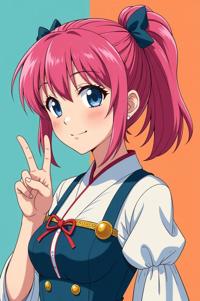 anime style masterpiece,best quality , Buffont fuchsia hair, spring