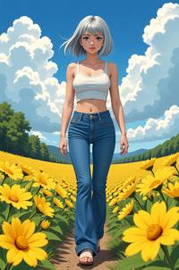 anime style masterpiece,best quality , Grungey Behind Ears ultramarine hair, summer