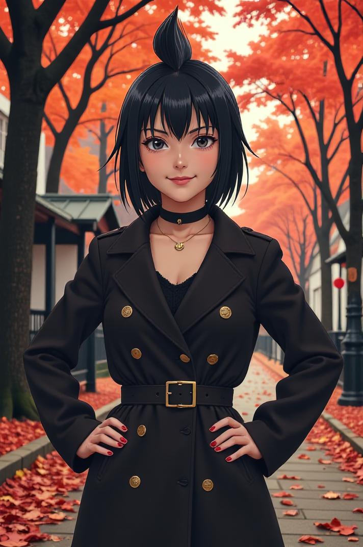 anime style masterpiece,best quality , Mohawk Spike black hair, autumn