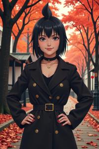 anime style masterpiece,best quality , Mohawk Spike black hair, autumn