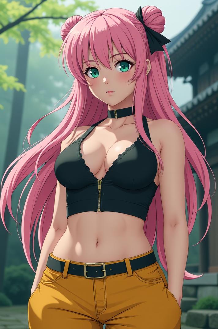 anime style masterpiece,best quality , Greased Back jade hair, spring