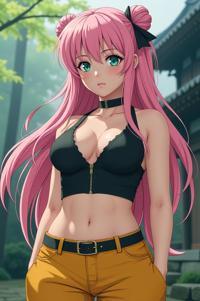 anime style masterpiece,best quality , Greased Back jade hair, spring