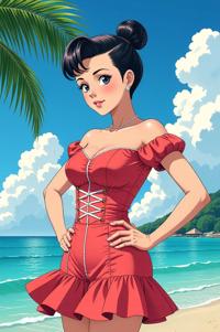 anime style masterpiece,best quality , Mohawk Fan black hair, summer