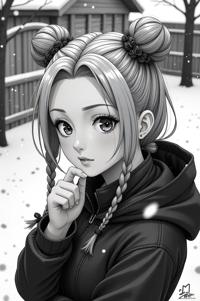 anime style masterpiece,best quality , Cornrows buff hair, winter