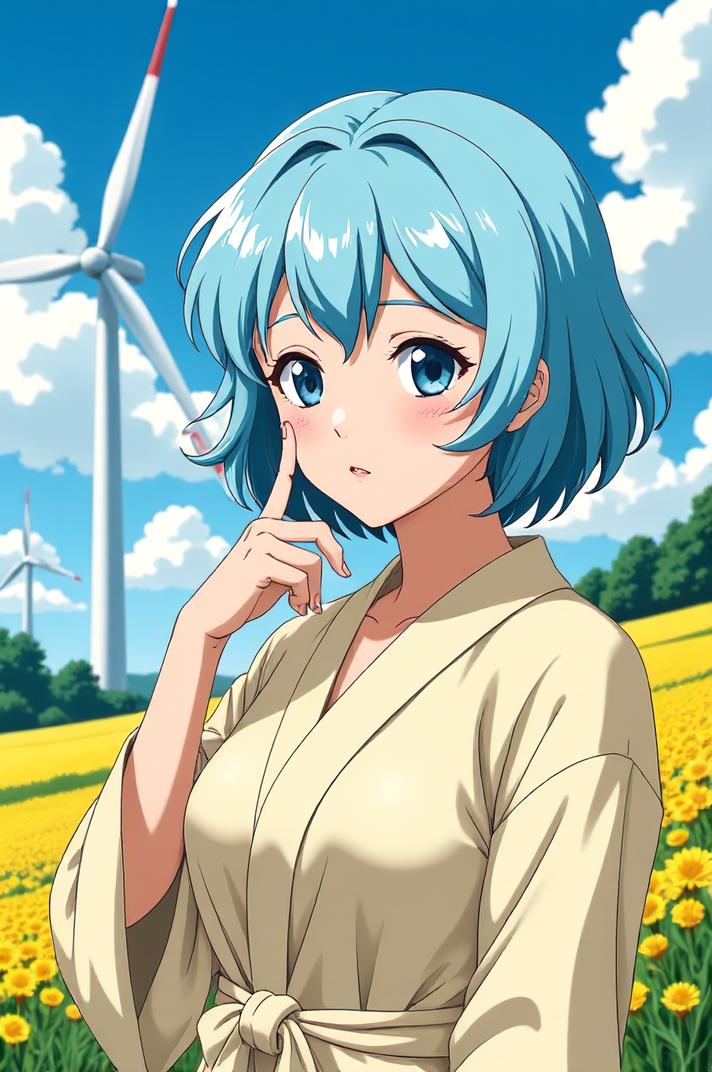 anime style masterpiece,best quality , Top Curls robin egg blue hair, spring