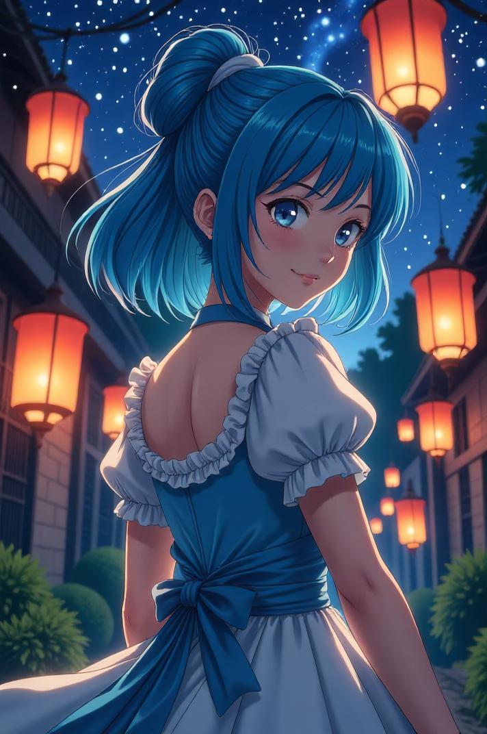 anime style masterpiece,best quality , Lob blue hair, spring