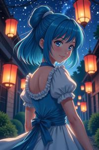 anime style masterpiece,best quality , Lob blue hair, spring