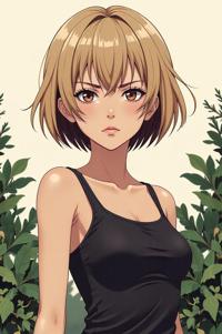 anime style masterpiece,best quality , Crew Cut beige hair, summer