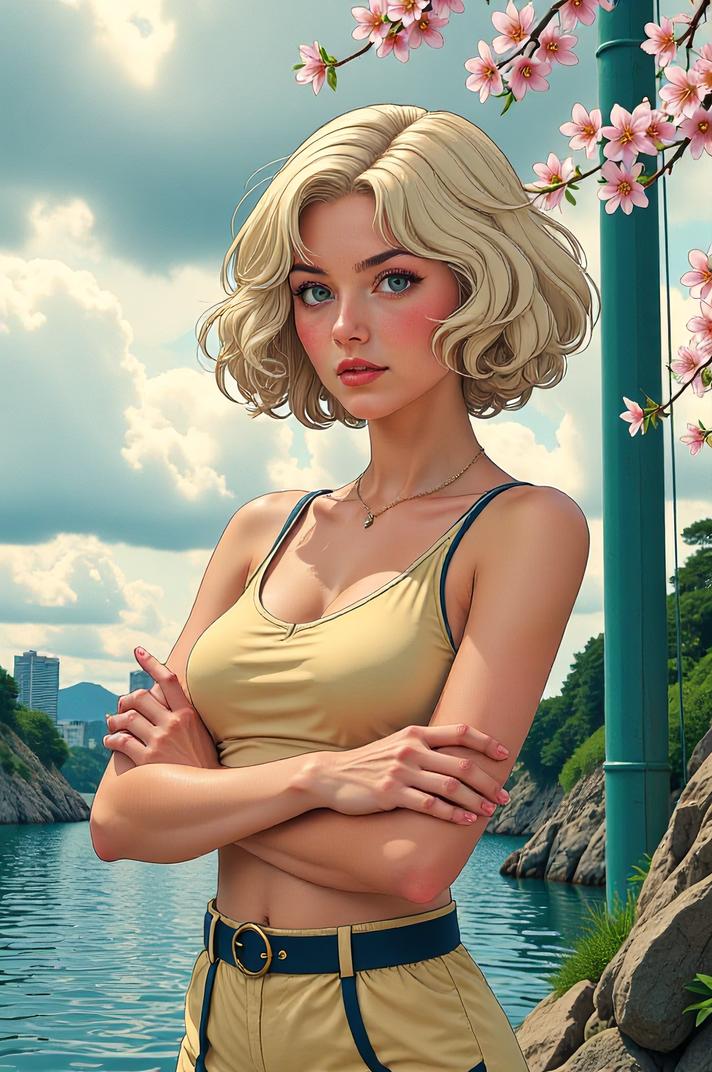 anime style masterpiece,best quality , Bob Curly ivory hair, spring