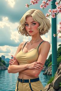 anime style masterpiece,best quality , Bob Curly ivory hair, spring
