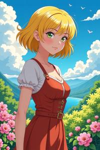 anime style masterpiece,best quality , Bob lemon chiffon hair, spring