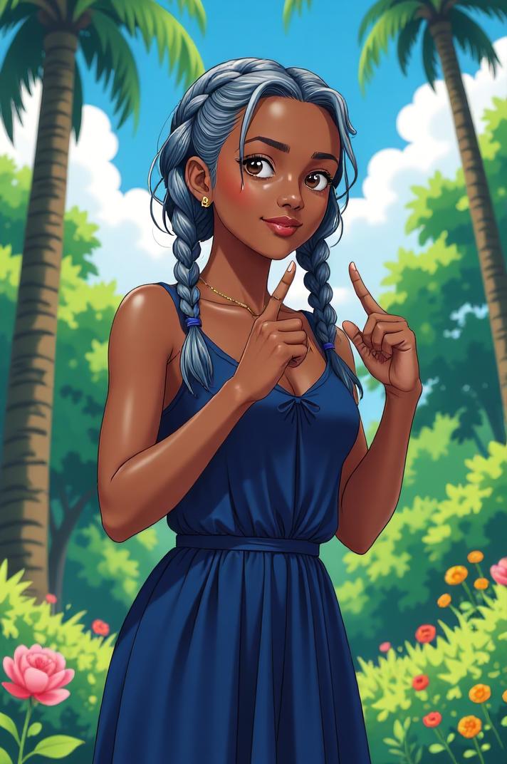 anime style masterpiece,best quality , Braids cornflower hair, summer