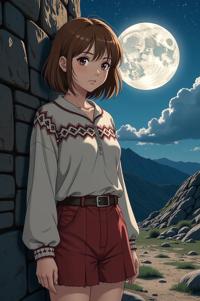 anime style masterpiece,best quality , Bald brown hair, summer
