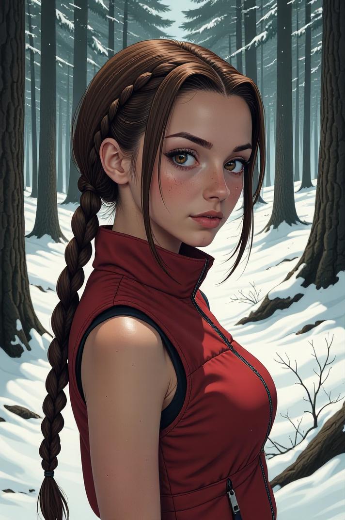 anime style masterpiece,best quality , Cornrows sepia hair, winter