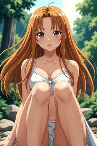 anime style masterpiece,best quality , Long Center Parting caput mortuum hair, summer
