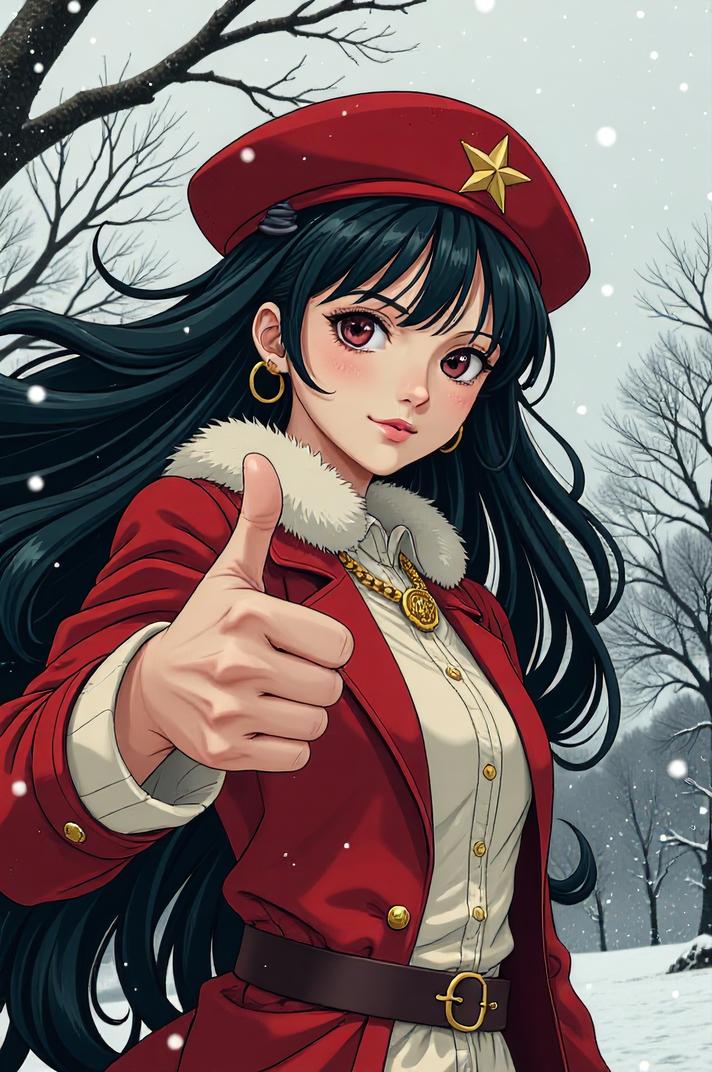 anime style masterpiece,best quality , Long caput mortuum hair, winter