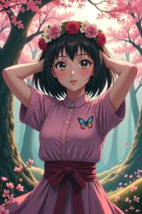 anime style masterpiece,best quality , Bob gamboge hair, spring