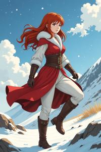 anime style masterpiece,best quality , Lob russet hair, winter
