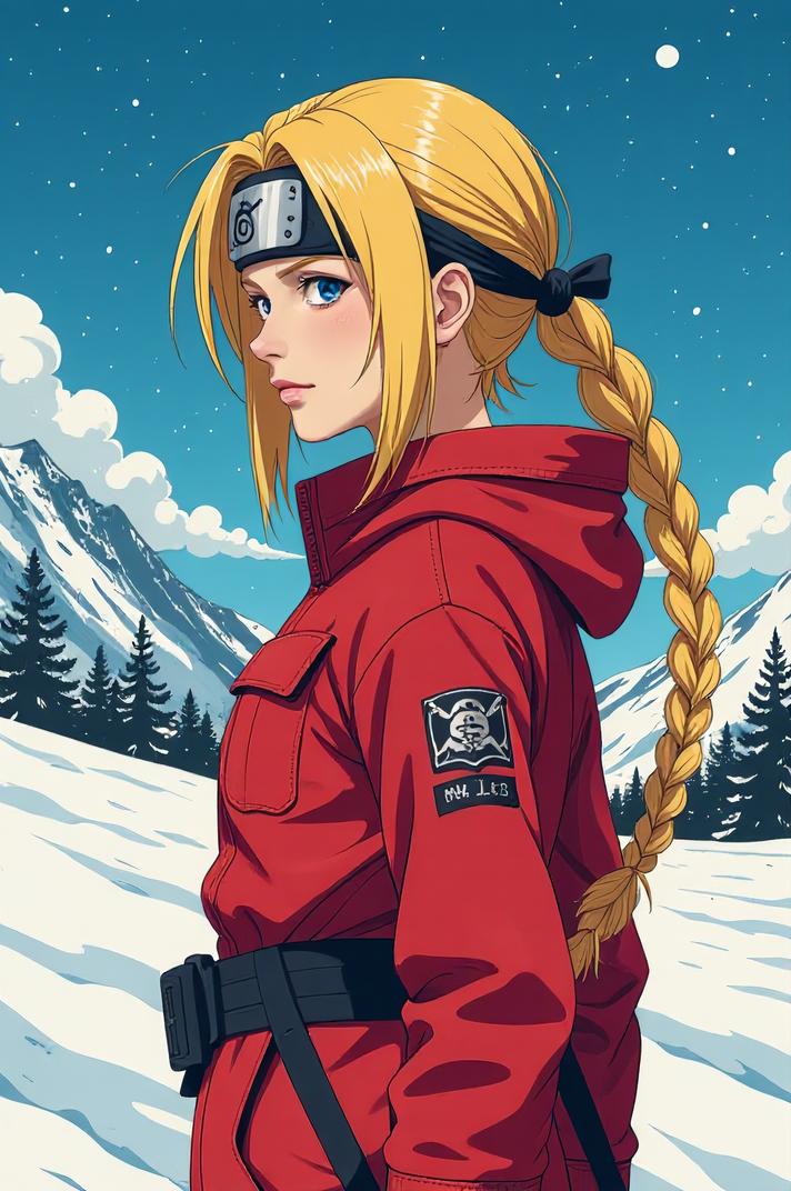 anime style masterpiece,best quality , That s all yellow hair, winter
