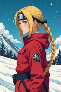 anime style masterpiece,best quality , That s all yellow hair, winter