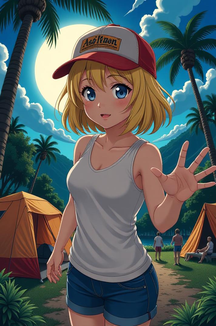anime style masterpiece,best quality , Bob lemon chiffon hair, summer