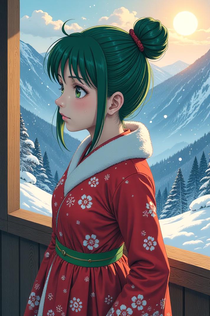 anime style masterpiece,best quality , Lob heliotrope hair, winter