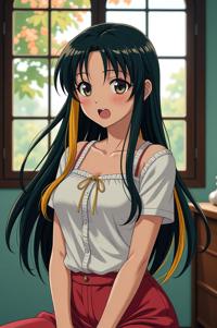 anime style masterpiece,best quality , Long Center Parting olivine hair, spring