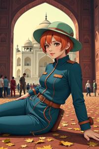 anime style masterpiece,best quality , Crew Cut carrot orange hair, autumn