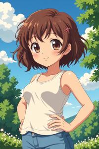 anime style masterpiece,best quality , Over Eye Curly myrtle hair, summer