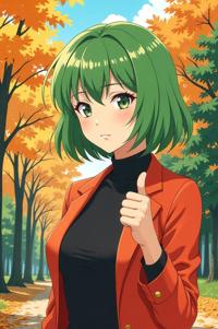 anime style masterpiece,best quality , Flat Top chartreuse hair, autumn